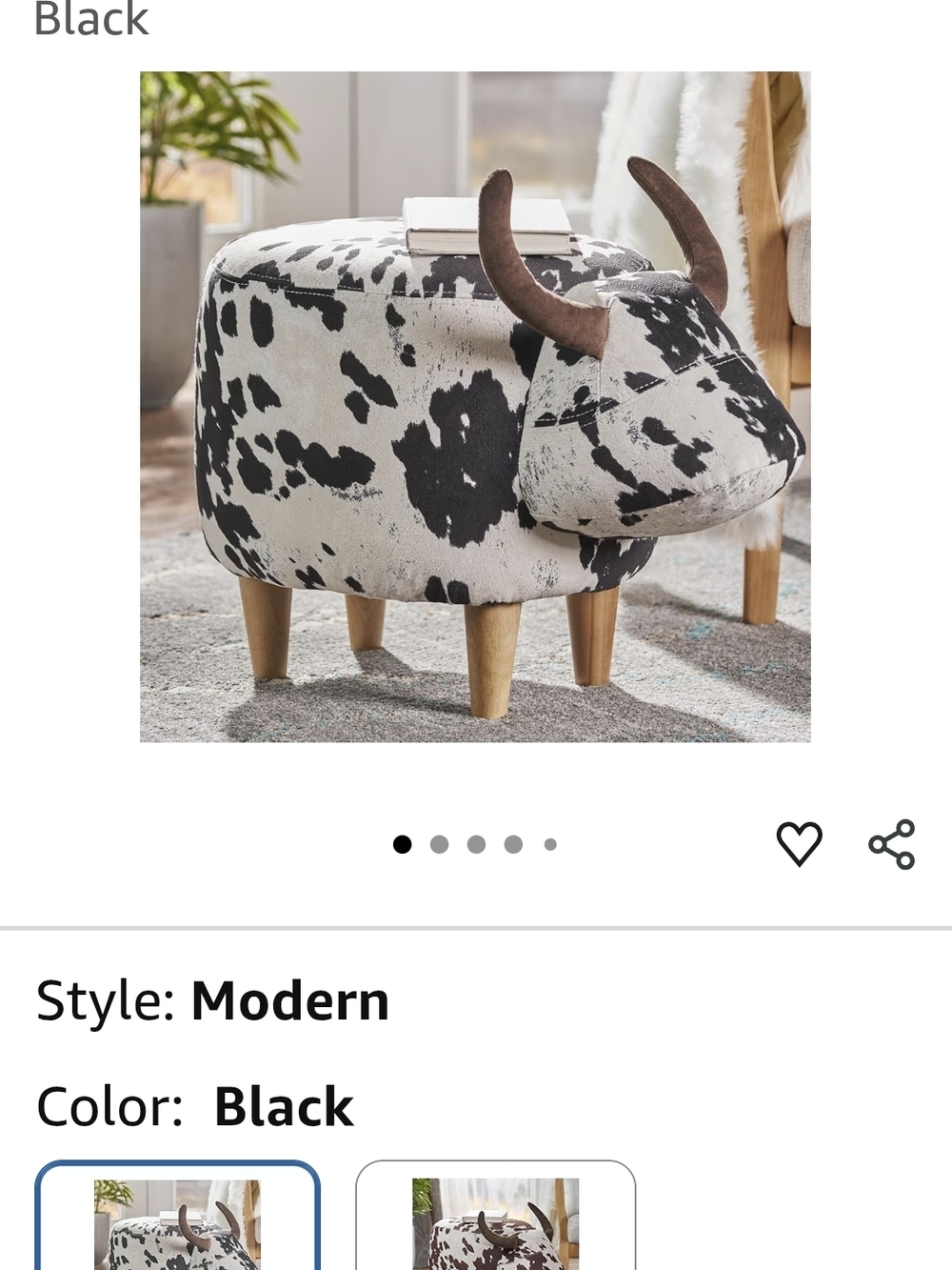 Cow Animal Shape Kids
Ottoman, Cute Wood Foot Stool Shoes Changing Seat with Cu